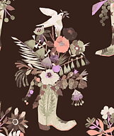 "Howdy / Emmylou", brown, wallpaper/ tapet,