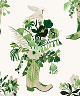 "Howdy / Jolene", green, wallpaper/ tapet