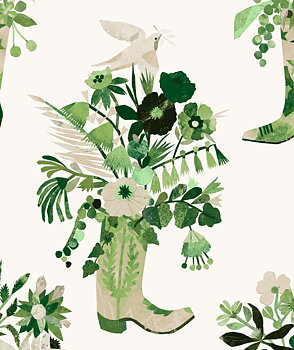"Howdy / Jolene", green, wallpaper/ tapet