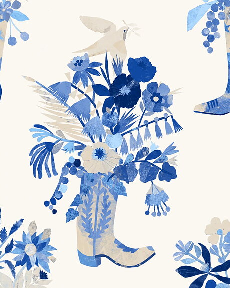 "Howdy / Mayer", blue, wallpaper/ tapet