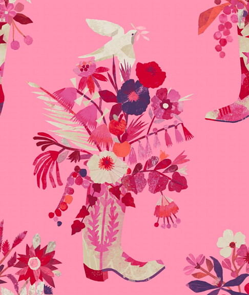 "Howdy /Francis", pink, wallpaper/ tapet