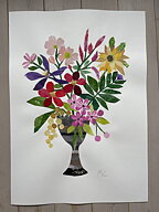 Collage "Sommarbukett" av Maria C Bernhardsson. Orginal utan ram. 70x50cm.