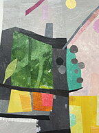 COLLAGE "Min stad" AV MARIA C BERNHARDSSON. ORGINAL UTAN RAM. 70X50CM.