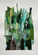 COLLAGE "Skogen" AV MARIA C BERNHARDSSON. ORGINAL UTAN RAM. 70X50CM.