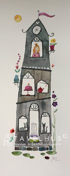 Akvarell "Prinsessan och den rosa tårtan." orginal