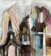 "Randiga berget" akryltavla målad av Maria C Bernhardsson, på duk/ canvas, orginal, utan ram