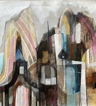 "Randiga berget" akryltavla målad av Maria C Bernhardsson, på duk/ canvas, orginal, utan ram