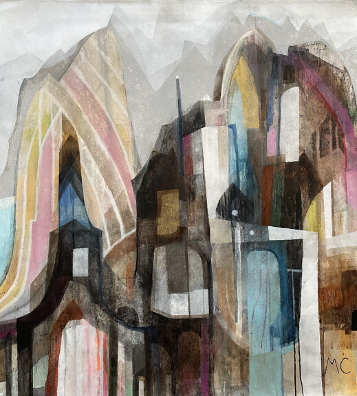 "Randiga berget" akryltavla målad av Maria C Bernhardsson, på duk/ canvas, orginal, utan ram