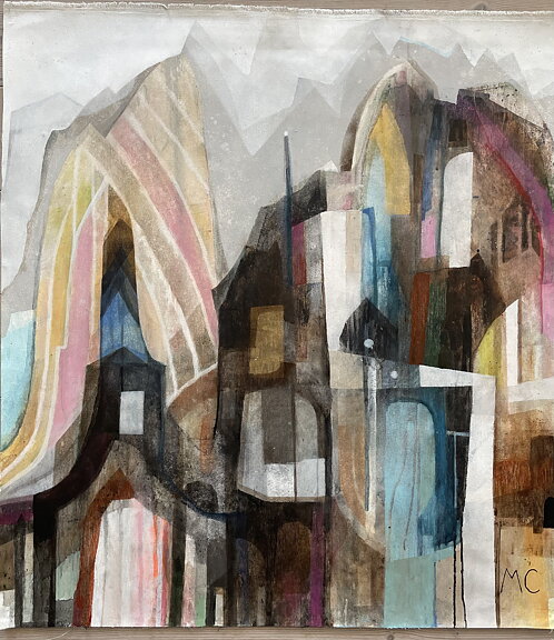 "Randiga berget" akryltavla målad av Maria C Bernhardsson, på duk/ canvas, orginal, utan ram