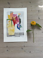 Akryl/ collage "Sunflower" tavla orginal