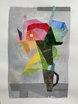 Akryl/ collage "Little rainbow flowers" tavla orginal