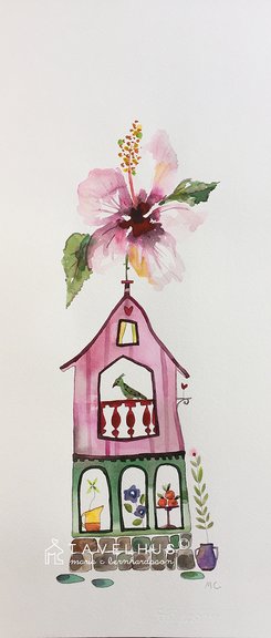 Såld! Akvarell "Hibiscus Flora" orginal