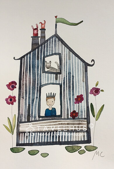 Akvarell "Prinsen i det randiga huset." orginal