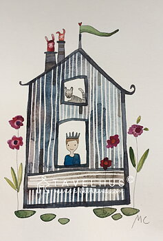 Akvarell "Prinsen i det randiga huset." orginal