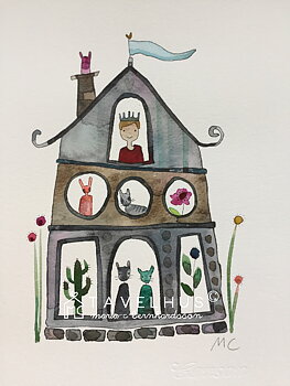 Akvarell "Prinsen i det grå huset." orginal