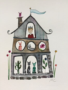 Akvarell "Prinsen i det grå huset." orginal