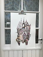 Såld! akvarell  "Notre Dame" tavla orginal