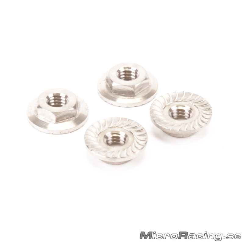 SCHUMACHER - M4 Nut, Low Profile, Serrated, Titan, 4pcs