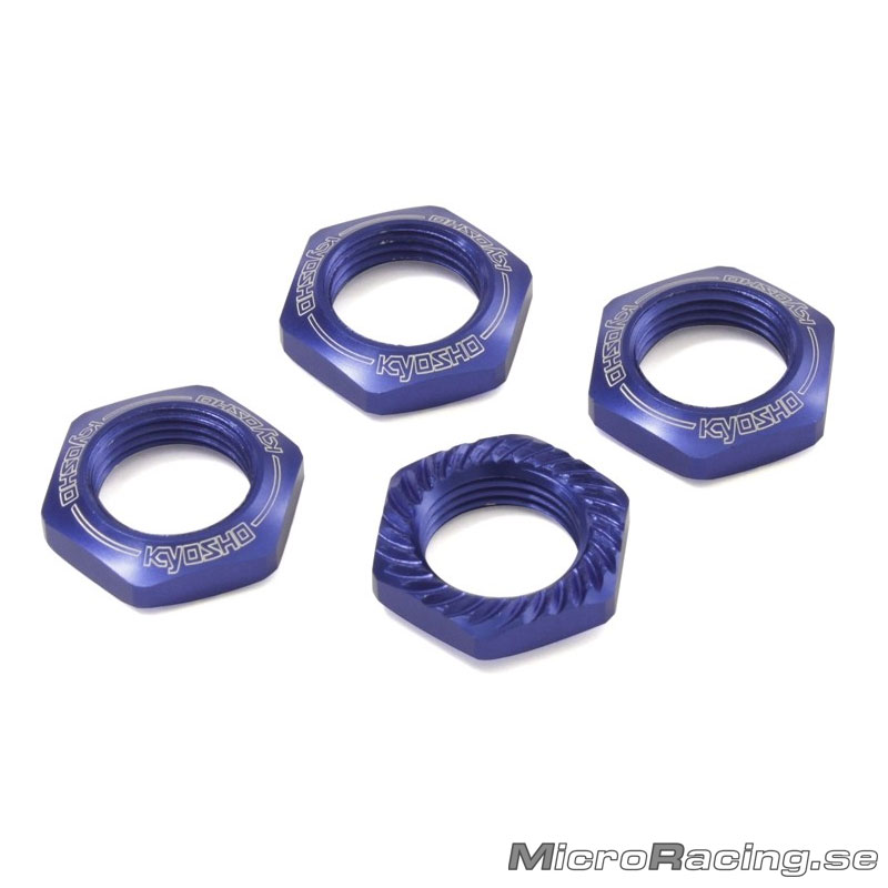KYOSHO - Serrated Wheel Nuts, Blue, 1/8 Off Road, 4pcs