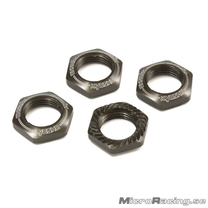 KYOSHO - Serrated Wheel Nuts, Gun Metallic, 1/8 Off Road, 4pcs