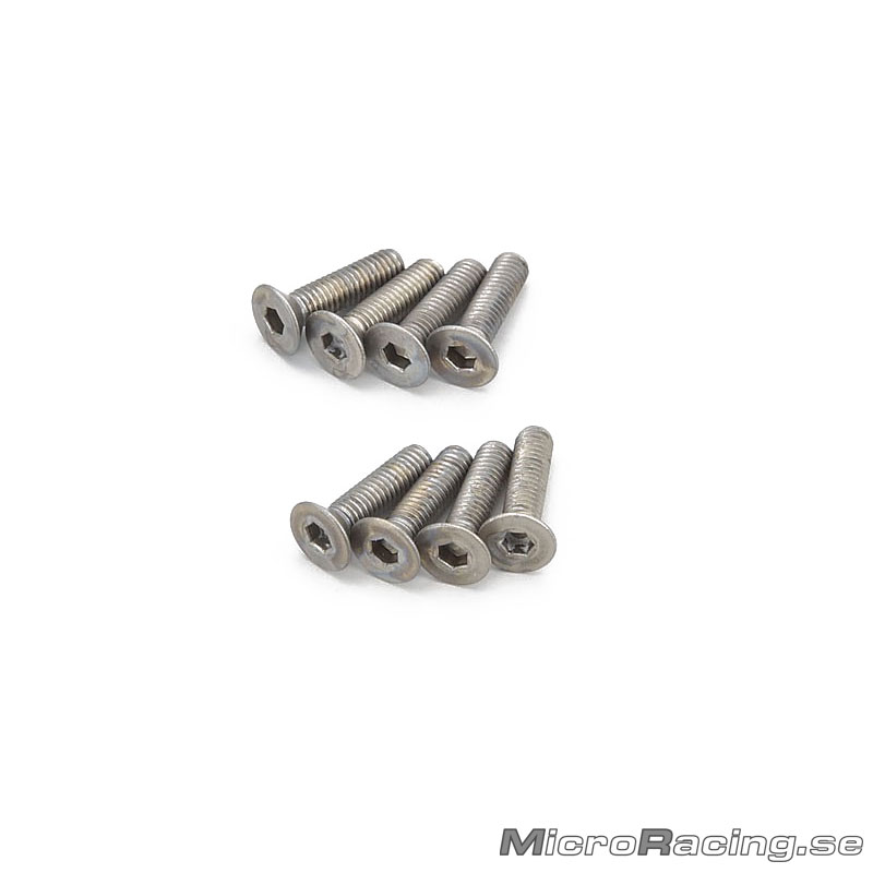 KYOSHO - M3x12mm, Flat Head Screws, Hex, Titan, 8pcs