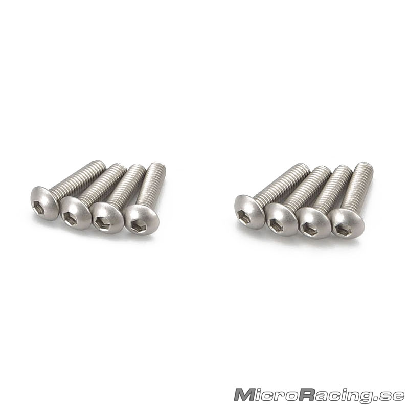 KYOSHO - M3x12mm Skruv, Kullrig, Insex, Titan, 8st