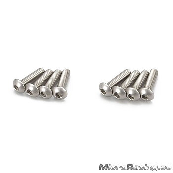 KYOSHO - M3x12mm Skruv, Kullrig, Insex, Titan, 8st