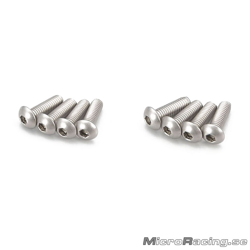 KYOSHO - M3x10mm Button Head Screws, Hex, Titan, 8pcs