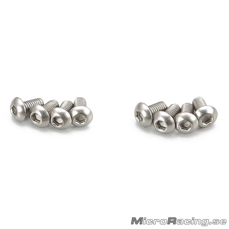 KYOSHO - M3x6mm Button Head Screws, Hex, Titan, 8pcs