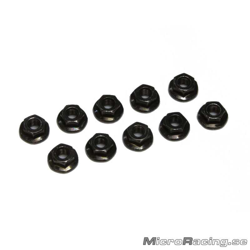 KYOSHO - M3x3.7mm Nut, Flanged, Black, Steel, 10pcs
