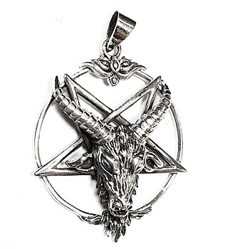 Baphomet Pentagram Hänge i silver - spets nedåt