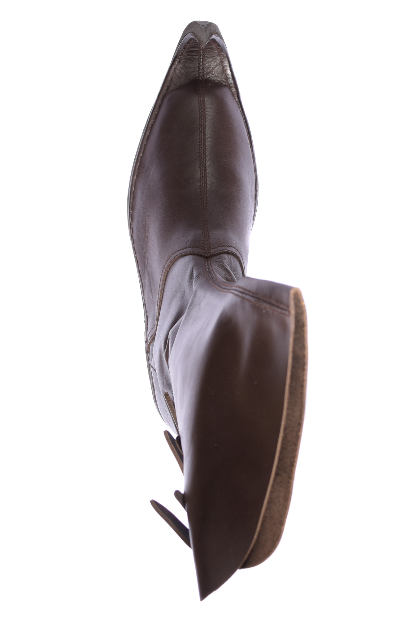 Medieval Peaked Boots (Poulaines) w/ 3 buckles, dark brown,  - 2