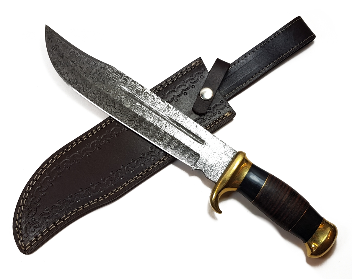 Handgjord Damaskstål Bowie Kniv - 092