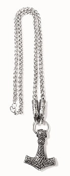 Torshammar Halsband med Drakhuvud Kedja