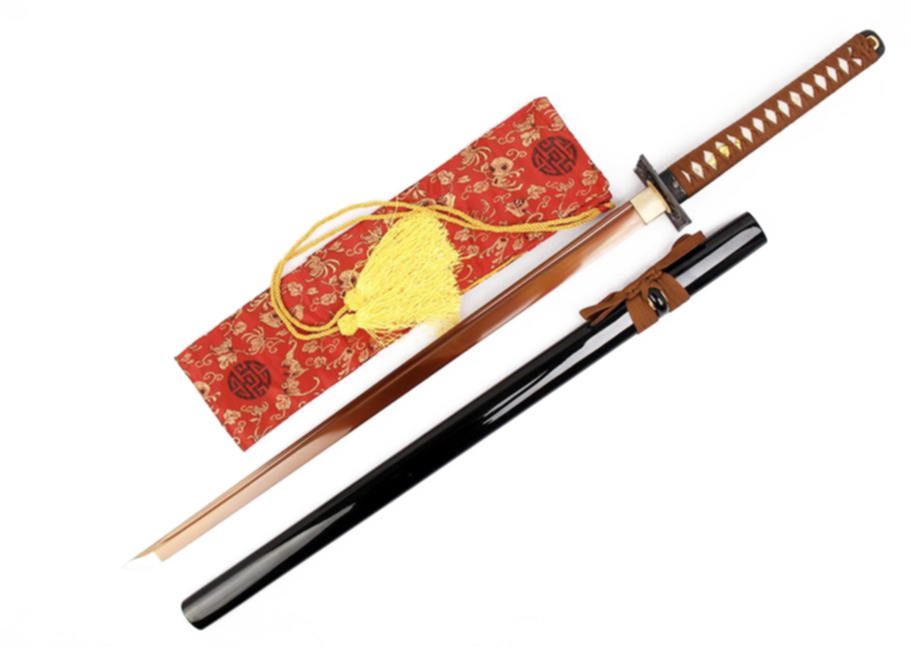 Shinobi kolstål Katana  med  4kantig Tsuba. - 2