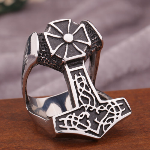 Thors Hammare Kors Ring
