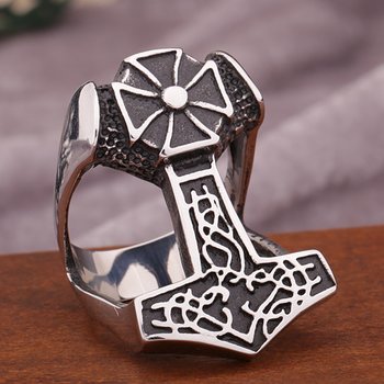 Thors Hammare Kors Ring