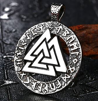Valknut runhänge i Stål