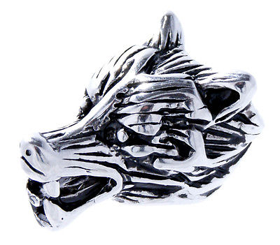 Varg skäggpärla i silver - 8mm hål
