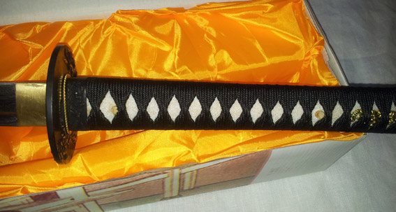 Damaskstål Katana - Vinröd - 4
