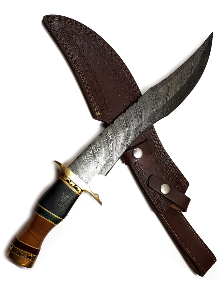 Handgjord  Damaskstål Bowie/Jaktkniv - 091