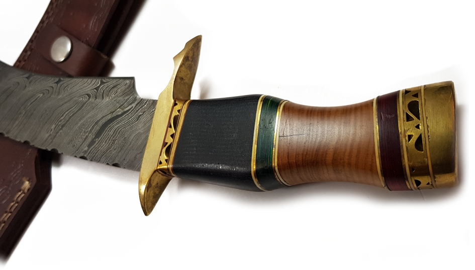 Handgjord  Damaskstål Bowie/Jaktkniv - 091 - 2