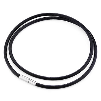 LäderHalsband med Rostfritt Lås - 3mm