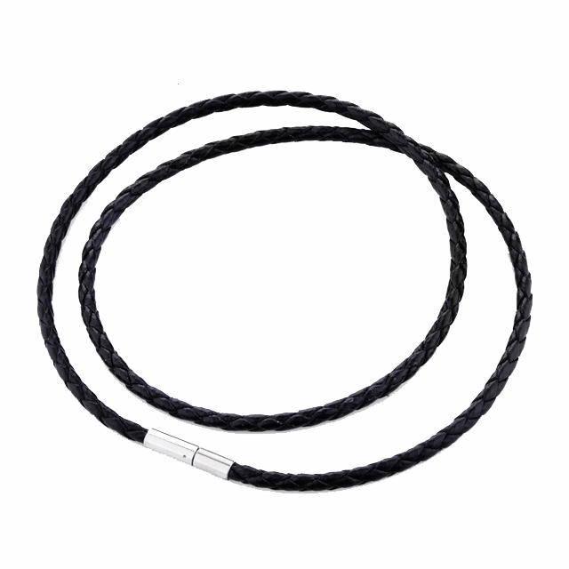 4mm Svart Flätat Läderhalsband