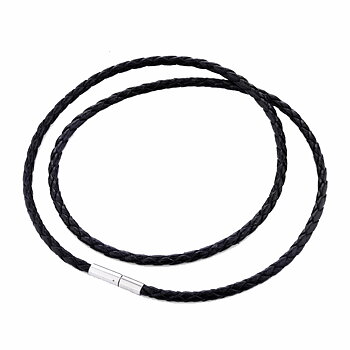 4mm Svart Flätat Läderhalsband