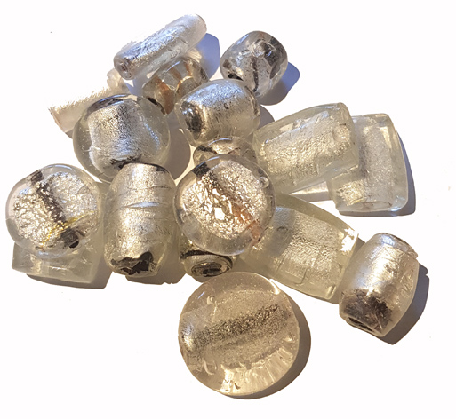 Handgjorda Glaspärlor / Silverfolie Glaspärlor - Vit mix