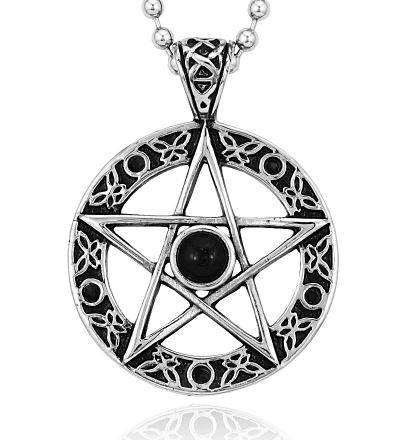 Pentagram halsband med Svart sten