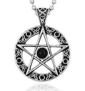 Pentagram halsband med Svart sten