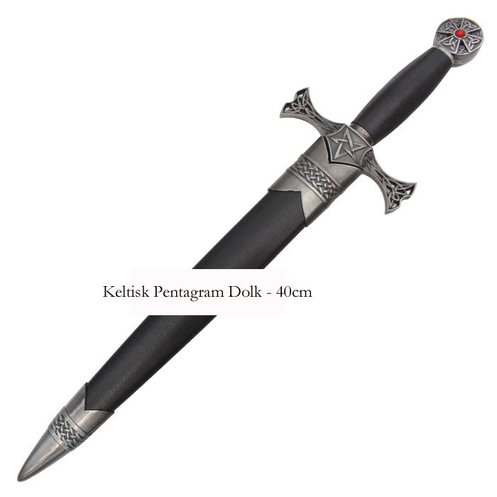 Keltisk Pentagram Dolk med Röd Pärla - 2