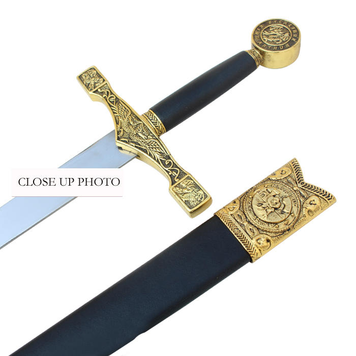Kung Arthur Svärd - Excalibur med Slida - Guld - 2